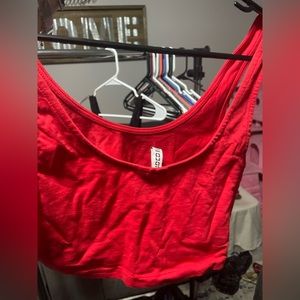 Red cropped tank top